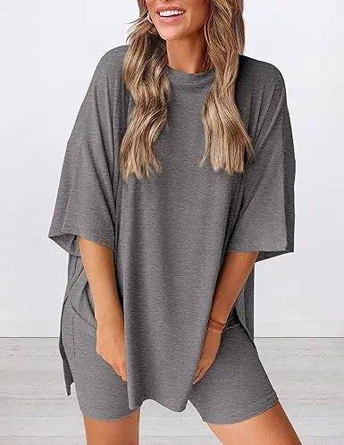 🔥Women's Casual Loose-fitting Two-Piece Set (Crew Neck/V-Neck) 🔥 10-Piece Set - Includes All Colors, Only $24