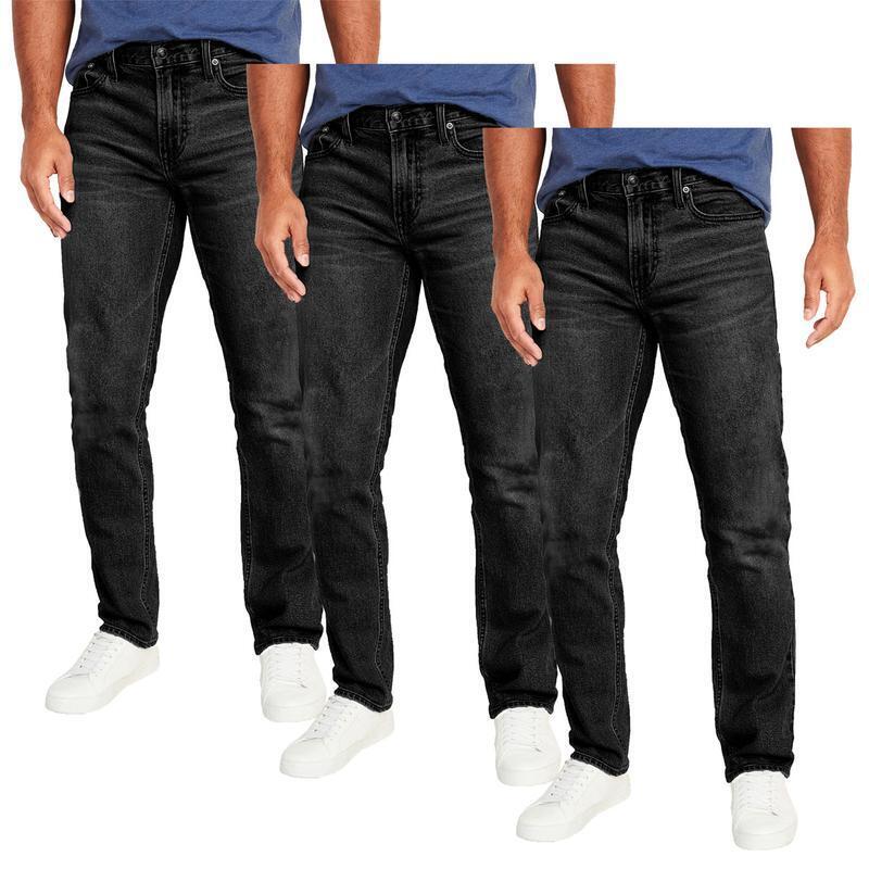👖Men's 3-Pack Flex Stretch Slim Straight Jeans with 5 Pockets Denim Fabric (Sizes 30-46)(30-36)