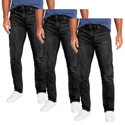 👖Men's 3-Pack Flex Stretch Slim Straight Jeans with 5 Pockets Denim Fabric (Sizes 30-46)(30-36)