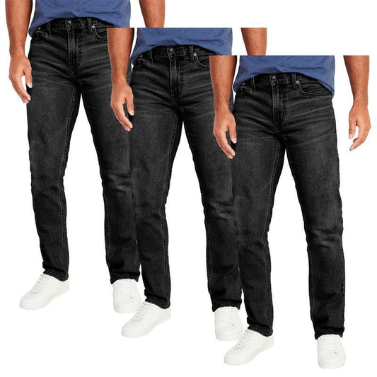 👖Men's 3-Pack Flex Stretch Slim Straight Jeans with 5 Pockets Denim Fabric (Sizes 30-46)(30-36)