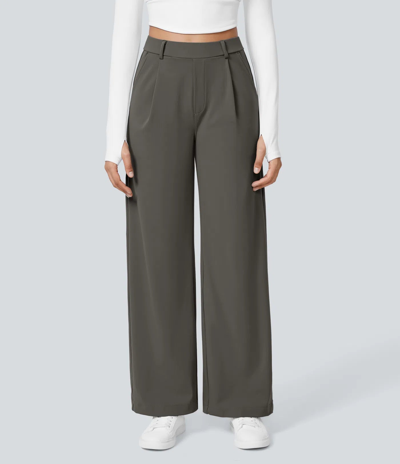 ⏰Big Spring Sale!High Waisted Side Pocket Straight Leg Work Pants
