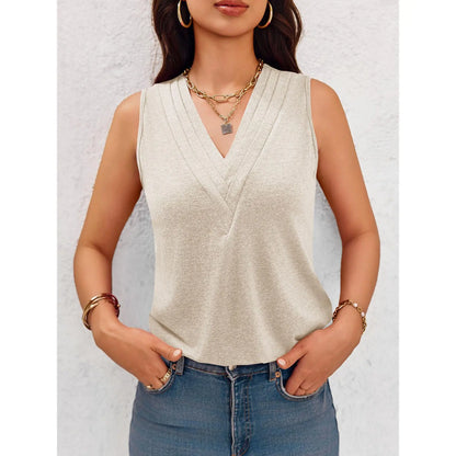 Women V Neck Tank Tops Dressy Casual Summer Loose Fit Sleeveless Shirts