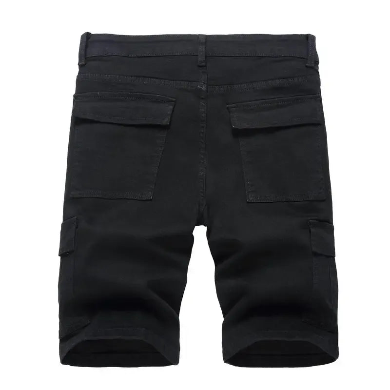 Men's Ripped Denim Shorts, Stretch, Distressed Street Style