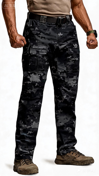 Men's Flex Ripstop Tactical Pants, Water Resistant Stretch Cargo Pants, Lightweight EDC Hiking Work Pants