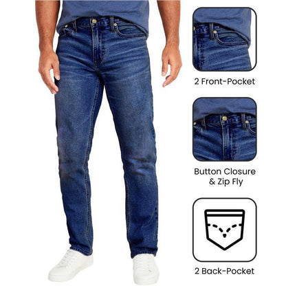 👖Men's 3-Pack Flex Stretch Slim Straight Jeans with 5 Pockets Denim Fabric (Sizes 30-46)(30-36)