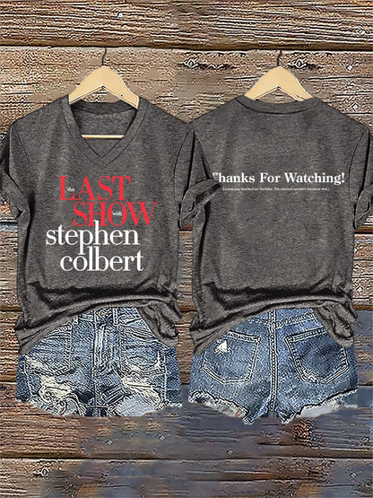 🔥Buy 3 Get 15% Off V-Neck Retro Last Show Print T-Shirt