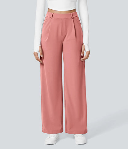 ⏰Big Spring Sale!High Waisted Side Pocket Straight Leg Work Pants