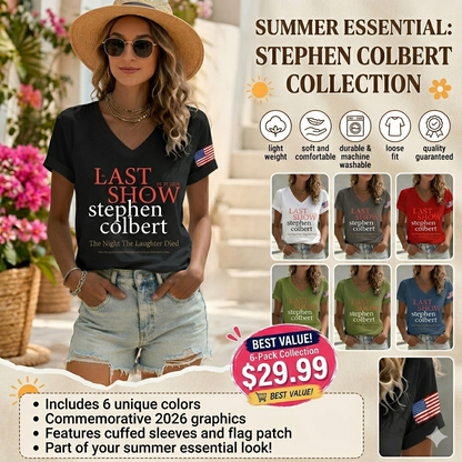 🔥Buy 3 Get 15% Off🔥V-Neck Retro Last Last Show  05.21.2026 The Night The Laughter Died After The Opening Monol, Hopefully People Laughed During The Show Print T-Shirt