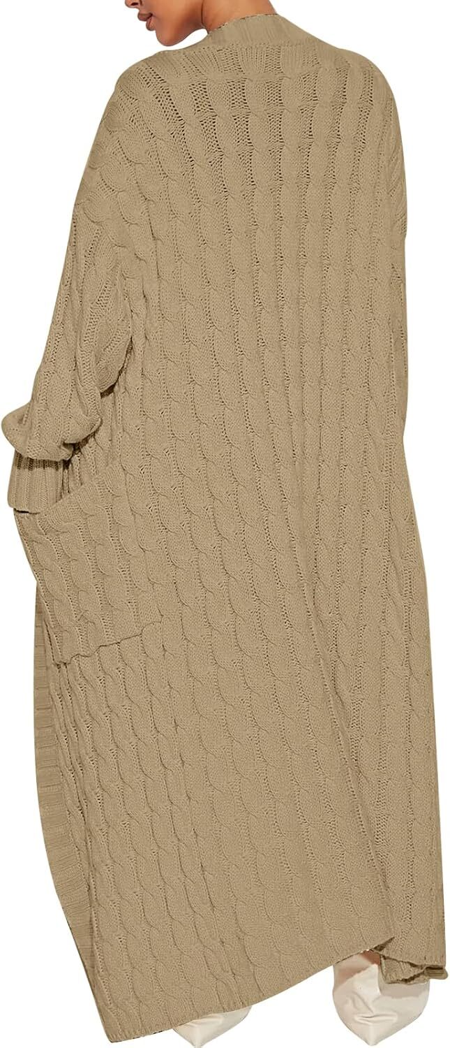 Women's Long Cardigan 2024 Oversized Coat Long Sleeve Open Cardigan Knitted Extra Long Coat Autumn Fashion Jacket Clothes