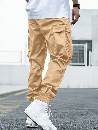 Men's Baggy Solid Color Drawstring Casual Cargo Pants