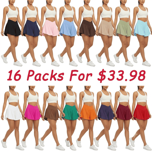 FireSwan Crossover Athletic Shorts for Women 2 in 1 Flowy Running Shorts with Pockets Spandex Butterfly Workout Tennis Skorts
