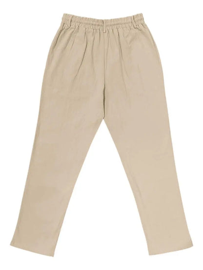 Men's Solid Button Design Linen Pants