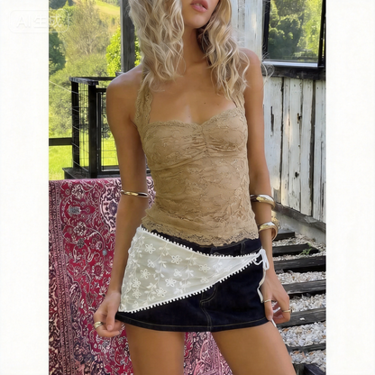 Fantasize Lace Halter Top Black