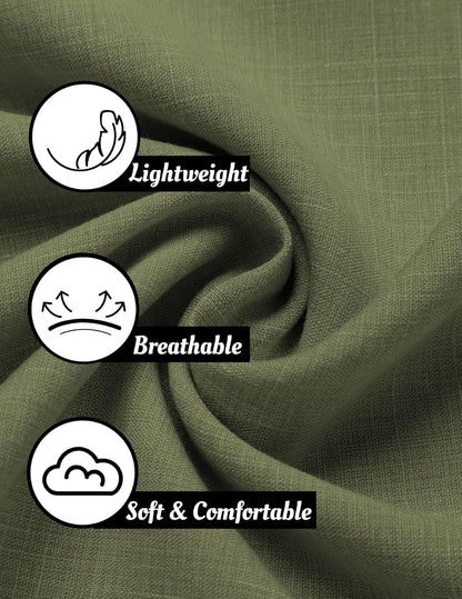 Men's Linen Shirts Short Sleeve Casual Shirts Button Down Shirt for Men Beach Summer Wedding Shirt